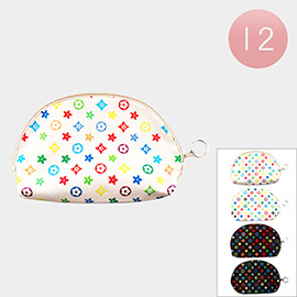 12PCS - Patterned Faux Leather Pouch Bags