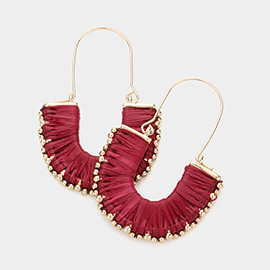 Raffia Wrapped Tiny Bead Trimmed Dangle Earrings