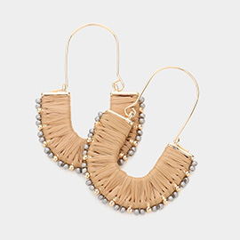 Raffia Wrapped Tiny Bead Trimmed Dangle Earrings