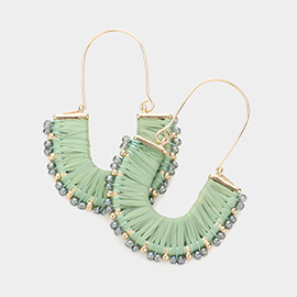 Raffia Wrapped Tiny Bead Trimmed Dangle Earrings