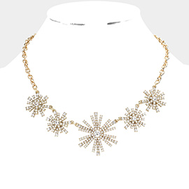 Snowflake	Rhinestone Embellished Link Necklace