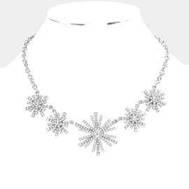 Snowflake	Rhinestone Embellished Link Necklace