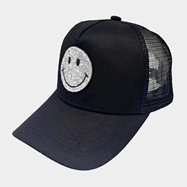 Bling Smile Accented Mesh Back Baseball Cap