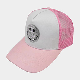 Bling Smile Accented Mesh Back Baseball Cap