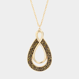 Metal Infinity Pointed Tiny Stone Cluster Teardrop Pendant Long Necklace
