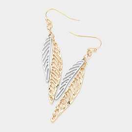 Abstract Metal Leaf Dangle Earrings