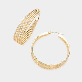 Brass Metal Split Hoop Pin Catch Earrings