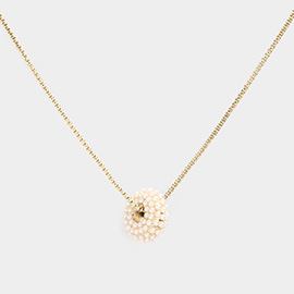Pearl Embellished Ring Pendant Necklace