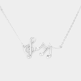 Metal Treble Clef Music Notes Pendant Necklace
