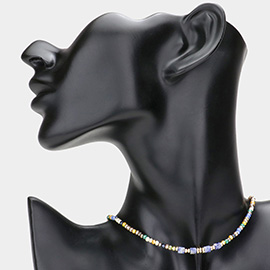 Natural Stone Pointed Faceted Beaded Choker Necklace