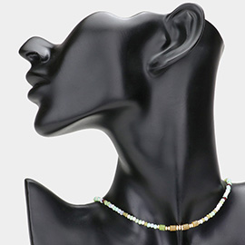 Natural Stone Pointed Faceted Beaded Choker Necklace