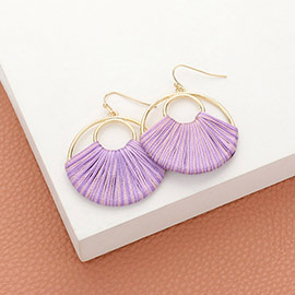 Thread Wrapped Metal Round Dangle Earrings