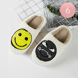 6Pairs - Reversible Sequin Smile Soft Home Indoor Floor Slippers