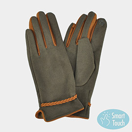 Braided Band Faux Suede Touch Smart Gloves
