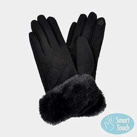 Fluffy Faux Fur Suede Touch Smart Gloves