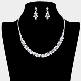 Round Marquise Stone Cluster Rhinestone Necklace