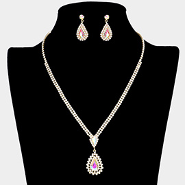 Double Teardrop Accented Rhinestone Necklace