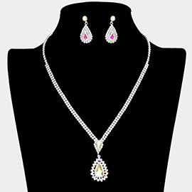 Double Teardrop Accented Rhinestone Necklace