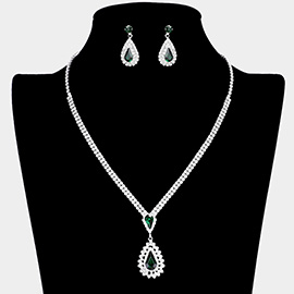 Double Teardrop Accented Rhinestone Necklace