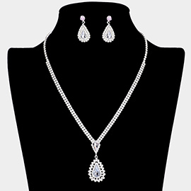 Double Teardrop Accented Rhinestone Necklace