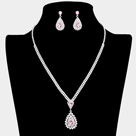 Double Teardrop Accented Rhinestone Necklace