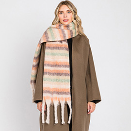 Striped Fringe Oblong Scarf