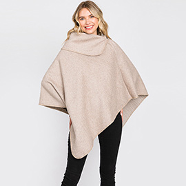 Textured Solid Neck Poncho