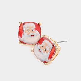 Santa Claus Cushion Square Stud Earrings