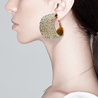 Rhinestone Pave Hoop Evening Earrings