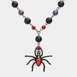 Spider Pendant Beaded Necklace