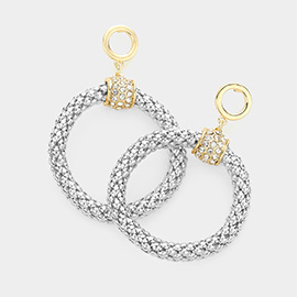 Rhinestone Embellished Open Metal Circle Dangle Earrings
