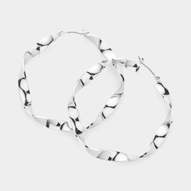 Twisted Metal Hoop Pin Catch Earrings