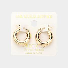 14K Gold Dipped 0.75 Inch Metal Hoop Pin Catch Earrings