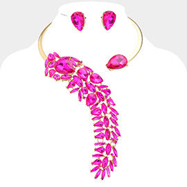 Teardrop Marquise Stone Cluster Vine Evening Choker Necklace