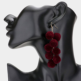 Pom Pom Cluster Vine Dangle Earrings