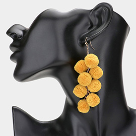 Pom Pom Cluster Vine Dangle Earrings