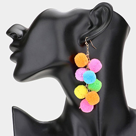 Pom Pom Cluster Vine Dangle Earrings