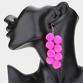 Pom Pom Cluster Vine Dangle Earrings