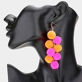 Pom Pom Cluster Vine Dangle Earrings