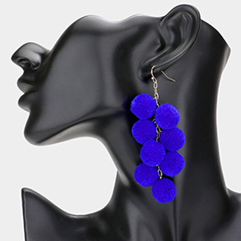 Pom Pom Cluster Vine Dangle Earrings
