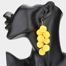 Pom Pom Cluster Vine Dangle Earrings