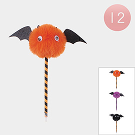12PCS - Pom Pom Bat Ball Pens