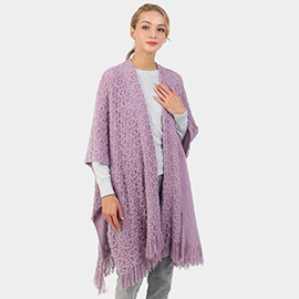 Cut Out Detailed Fringe Poncho