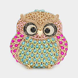 Bling Multi Stone Owl Evening Clutch / Tote / Shoulder Bag