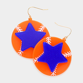 Game Day Astros Star Accented Resin Baseball Dangle Earrings