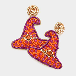 Felt Back Beaded Witch Hat Dangle Earrings