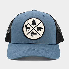Tree Reindeer Bear Fish Outdoors Mesh Back Baseball Cap
