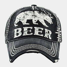 Beer Message Bear Antler Vintage Baseball Cap