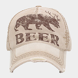 Beer Message Bear Antler Vintage Baseball Cap