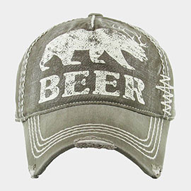 Beer Message Bear Antler Vintage Baseball Cap